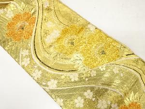 佐賀錦　流水に牡丹・桜模様織り出し全通袋帯